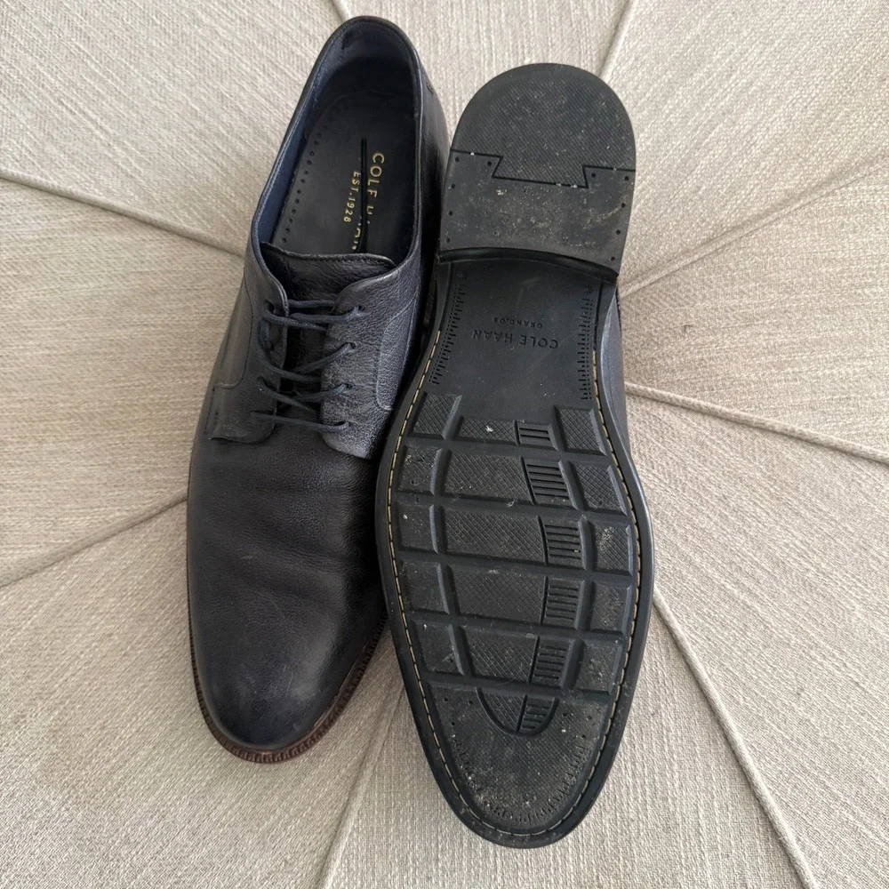 Cole Haan Grand O's Mens 11 Leather Derby Dress Shoes Lace Up Plain Toe Blk